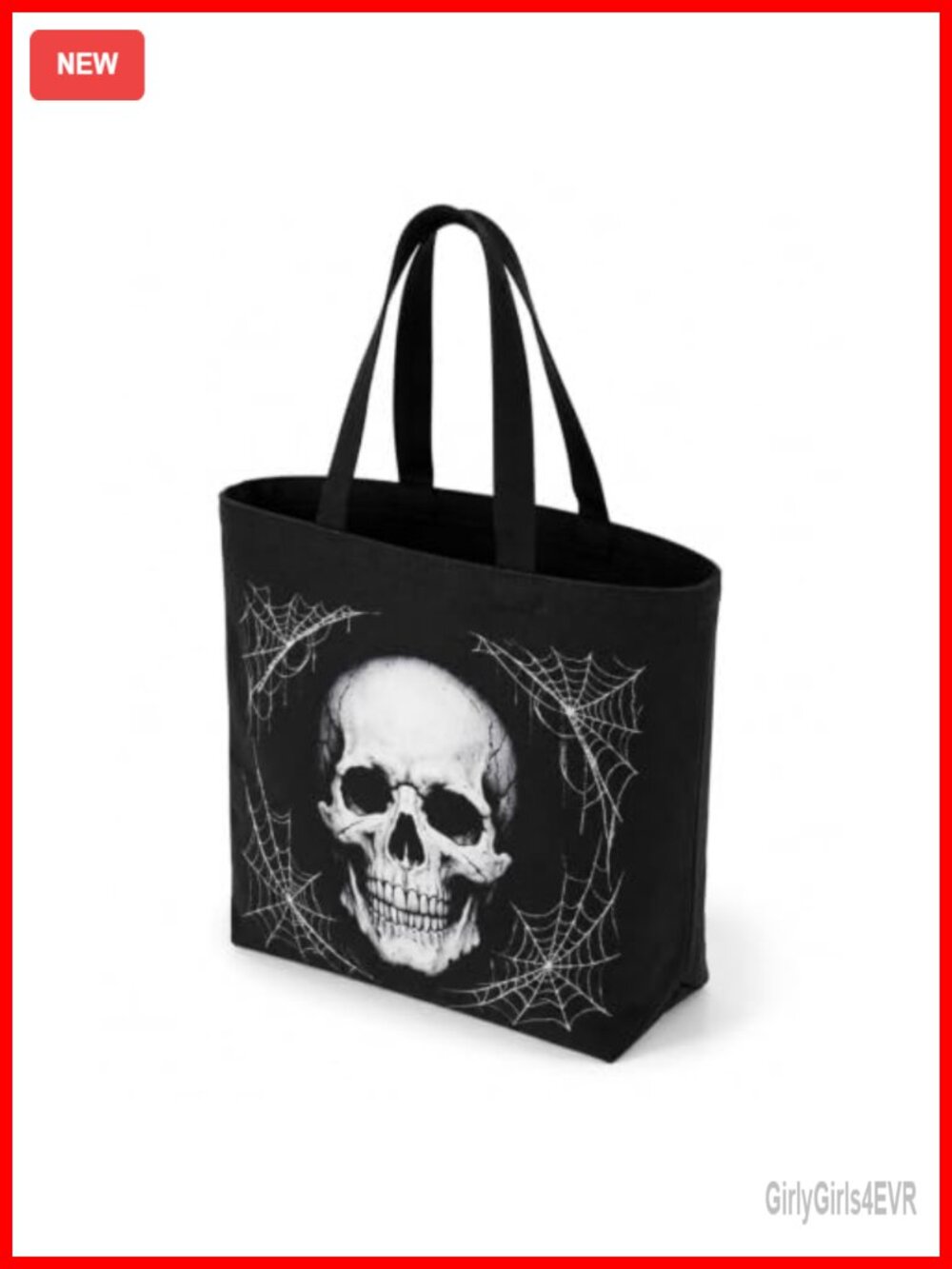 Canvas Skull Tote Bag Halloween Trick or Treat Reusable Bag Spooky Gothic